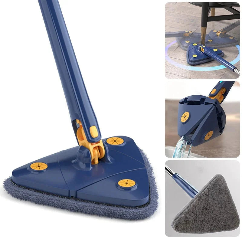 360 ROTATABLE ADJUSTABLE CLEANING TRIANGLE MICROFIBER MOP WITH LONG HANDLE